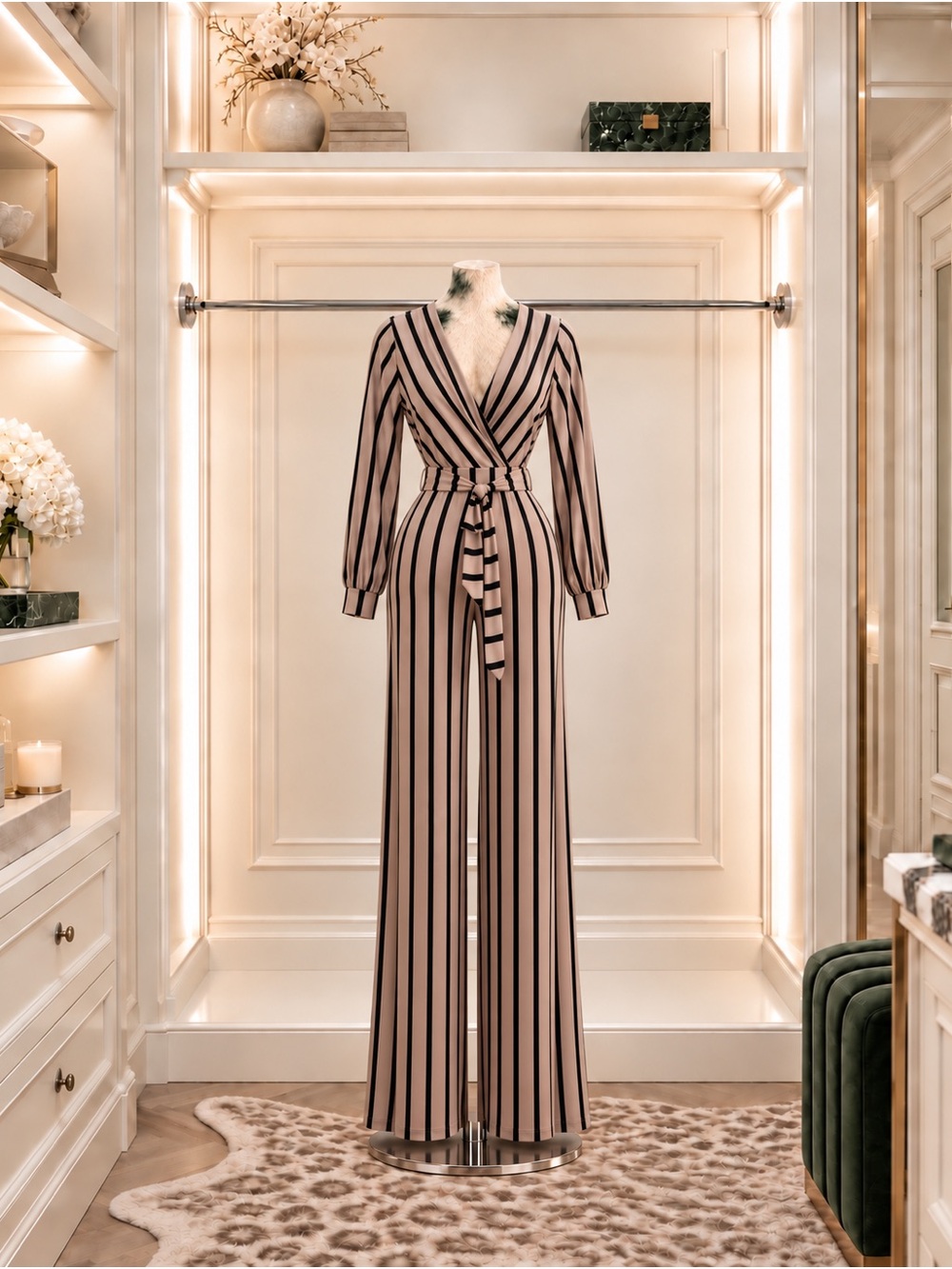 Fashion Nova Right Up My Alley Striped Jumpsuit, XL, NWT